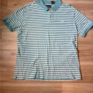 Chaps Teal and White Striped Polo Shirt for Men